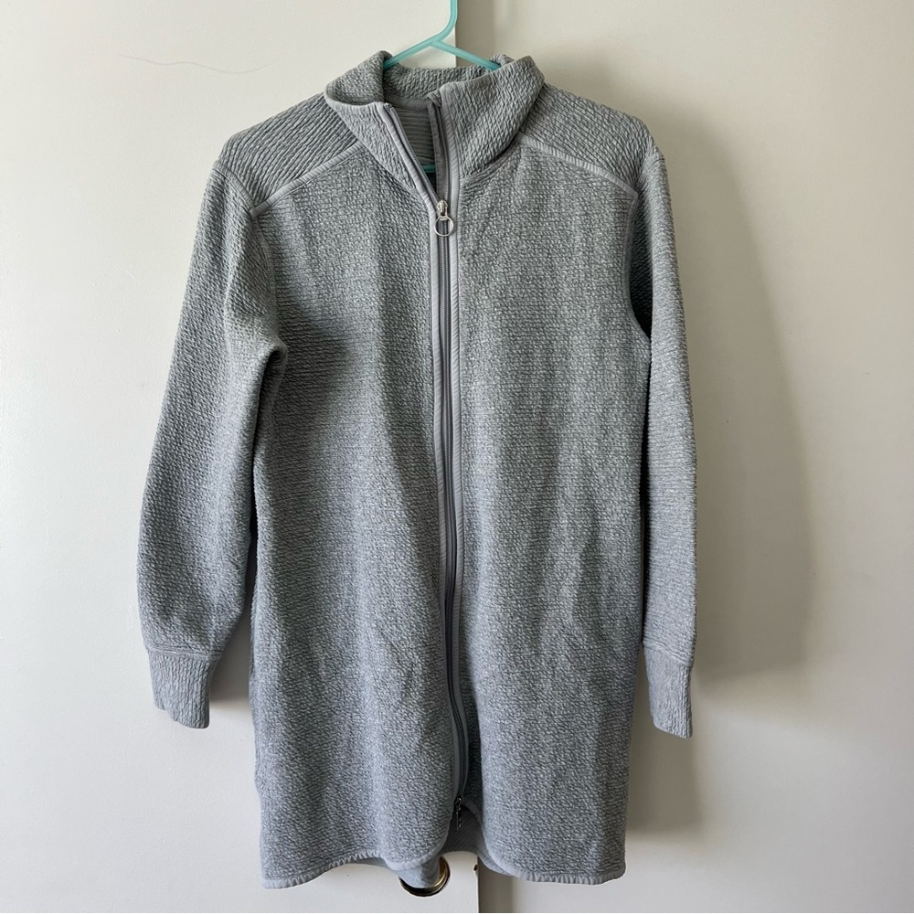 Lululemon On Repeat Jacket Full Zip Longline Grey Funnel Neck Size 8 $128 - Picture 6 of 11
